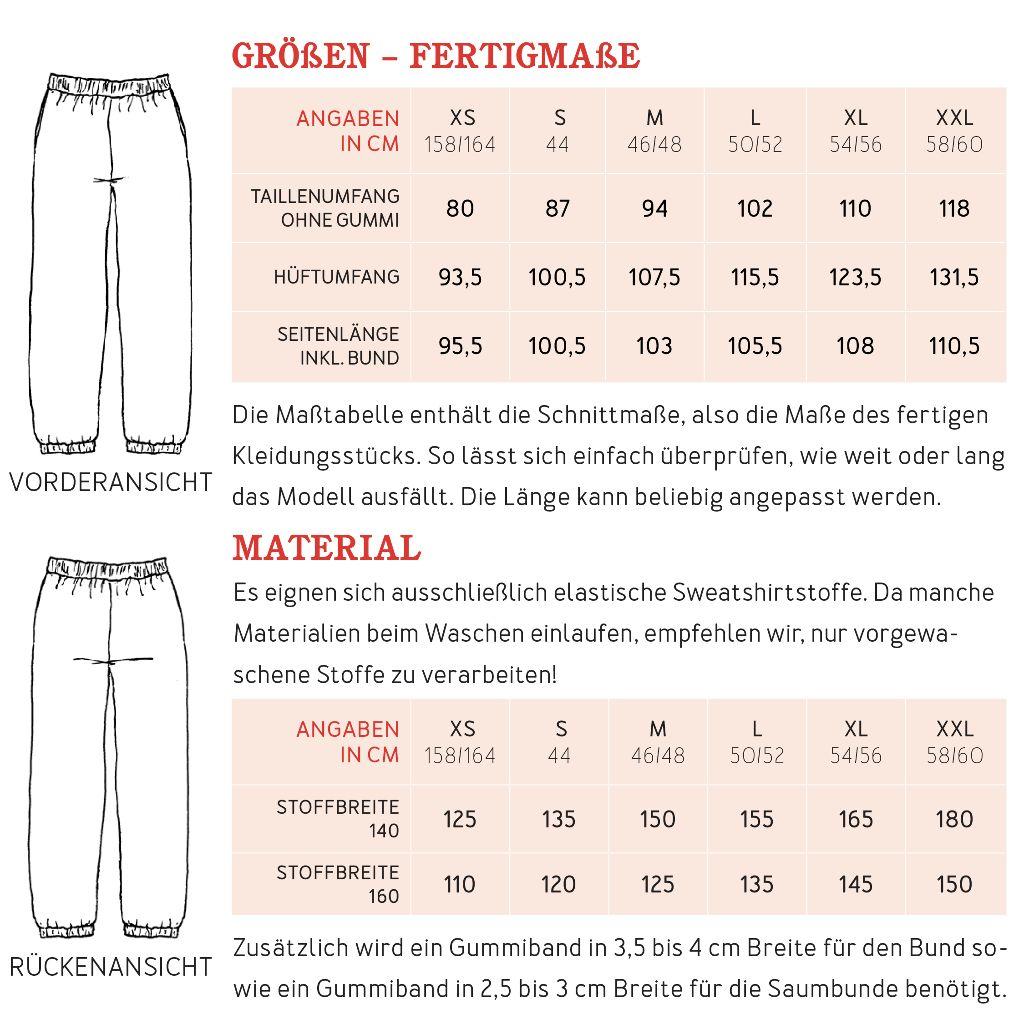 Papierschnittmuster Männer gerade Jogginghose Herr Jojo XS-X